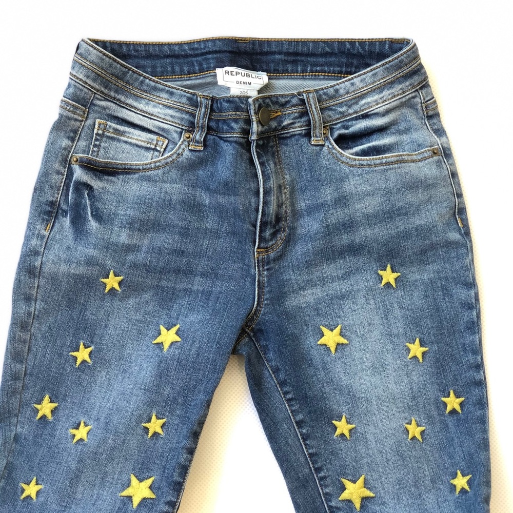 For The Republic Embroidered Star Jeans